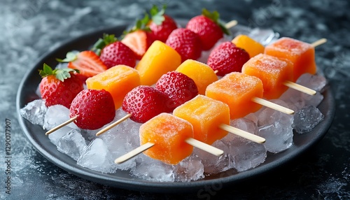 Frozen fruit skewers, summer treat