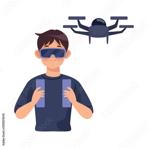 Drone pilot wearing VR headset icon