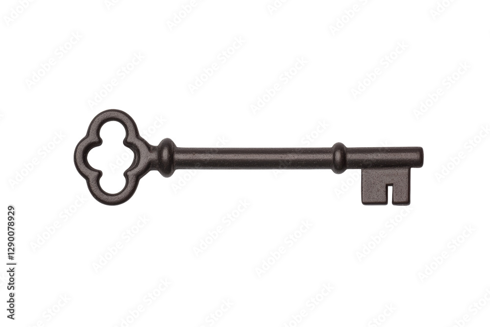 Key with a flower design on it, isolated Key with a flower design on it, isolated