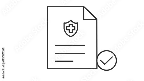 Healthcare document animation, animated monochrome icon for office and business work in medical industry 