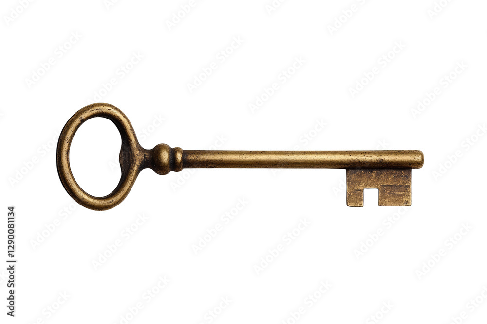 Gold key with a silver handle, isolated Gold key with a silver handle, isolated