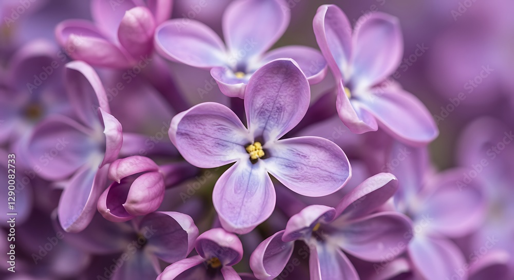 Lilac Blossom Close-up Showing Spring Flowers with Delicate Purple Petals Lilac Blossom Close-up Showing Spring Flowers with Delicate Purple Petals