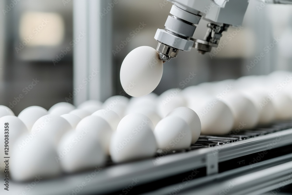 Advanced robotic technology automates egg handling in modern poultry production, enhancing efficiency and precision in the agricultural industry.
