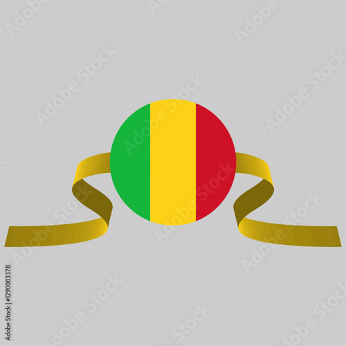 Mali flag with ribbon behind