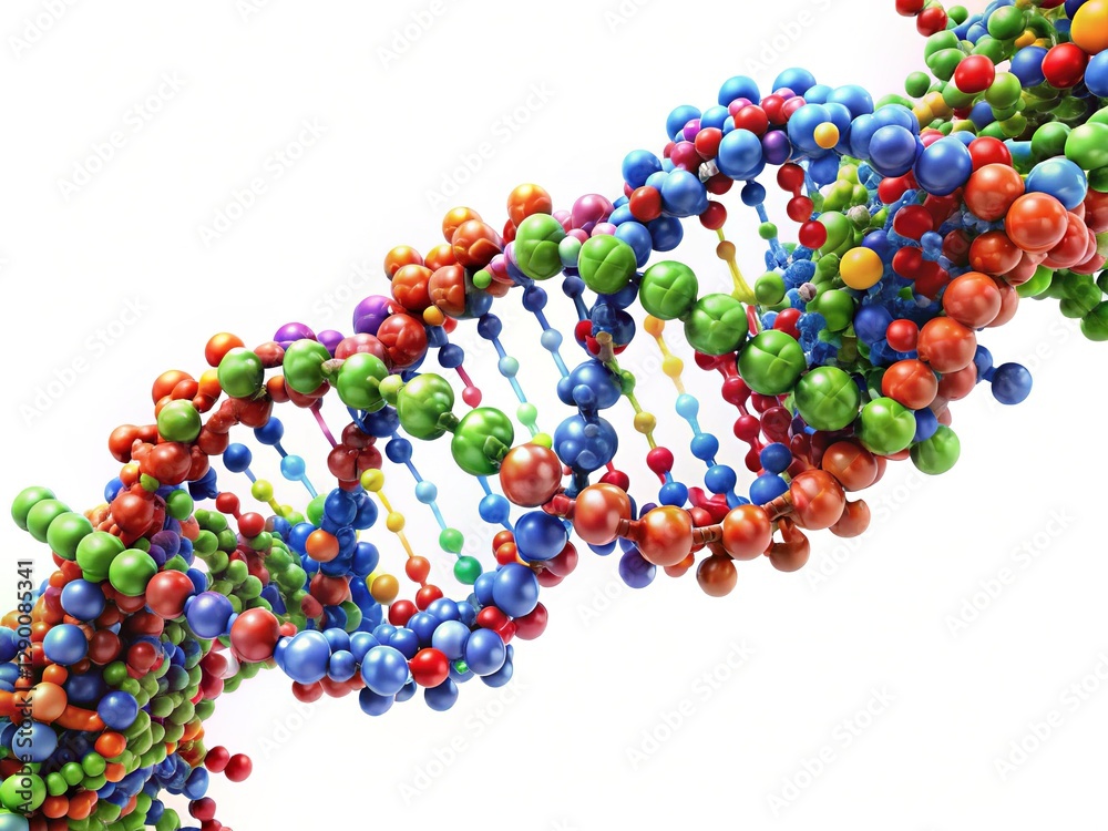 3D Molecular Model of RNA Double Helix with Vibrant Colors and Sharp Details 3D Molecular Model of RNA Double Helix with Vibrant Colors and Sharp Details