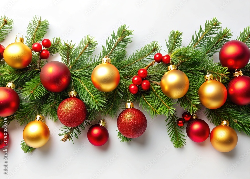 AI panorama of a Christmas garland and fir branches. AI panorama of a Christmas garland and fir branches.