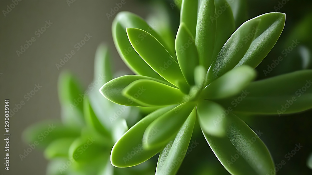 Obraz premium Lush green succulent plant close-up, vibrant leaves, botanical detail, nature photography.