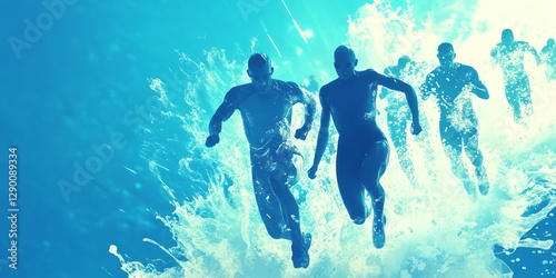 Athletes run through water as if they are weightless