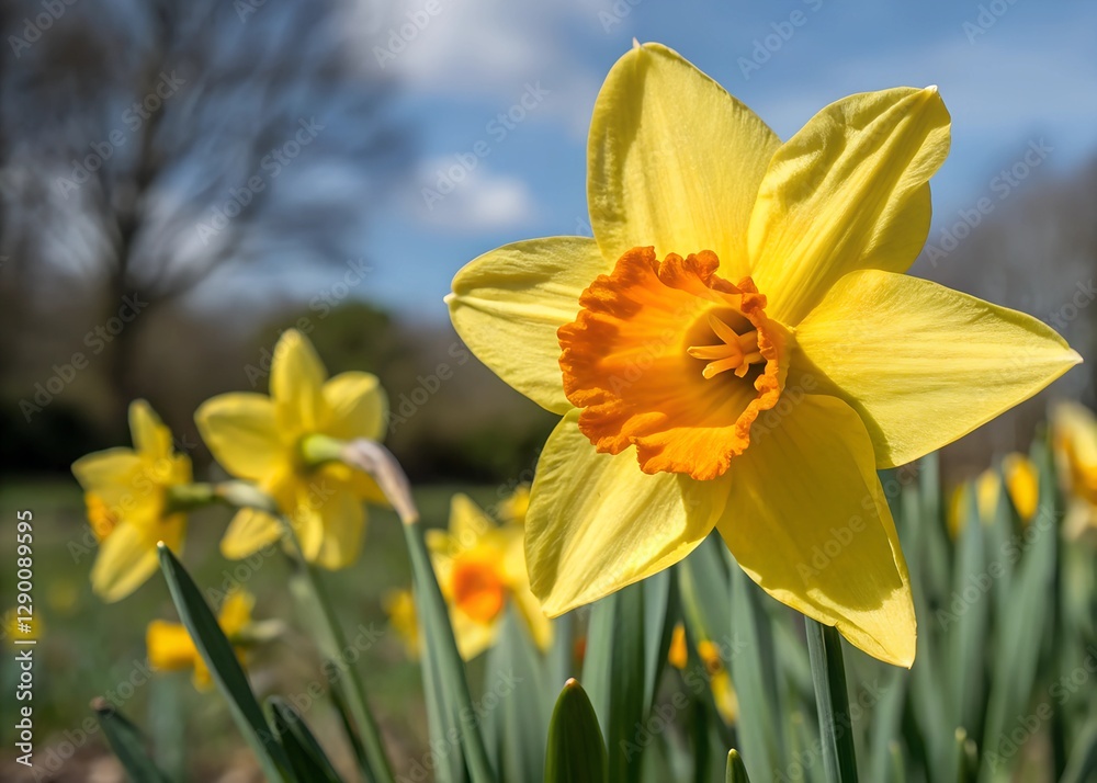 A daffodil icon with a bright trumpet-shaped center and six petals. A daffodil icon with a bright trumpet-shaped center and six petals.