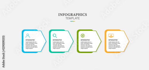 infographic arrow concept design template with icons. 4 options or steps. Infographics for business concept. Can be used for info graphics, flow charts, presentations, web sites
