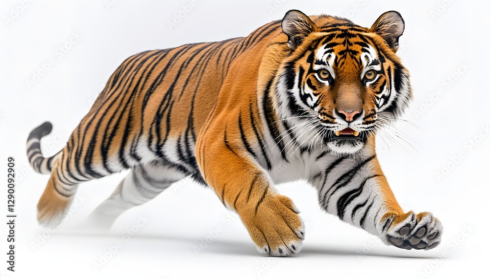 Running Tiger On White Background Running Tiger On White Background