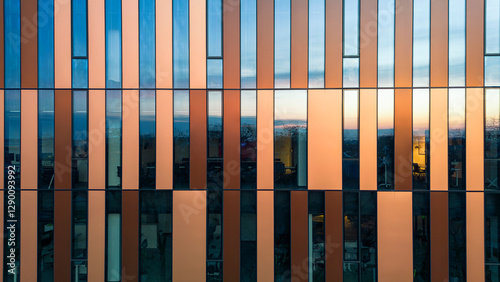 wall of a modern contemporary office building, Wroclaw.