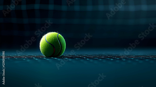 Close Up of a Tennis Ball on a Dark Court at Night
