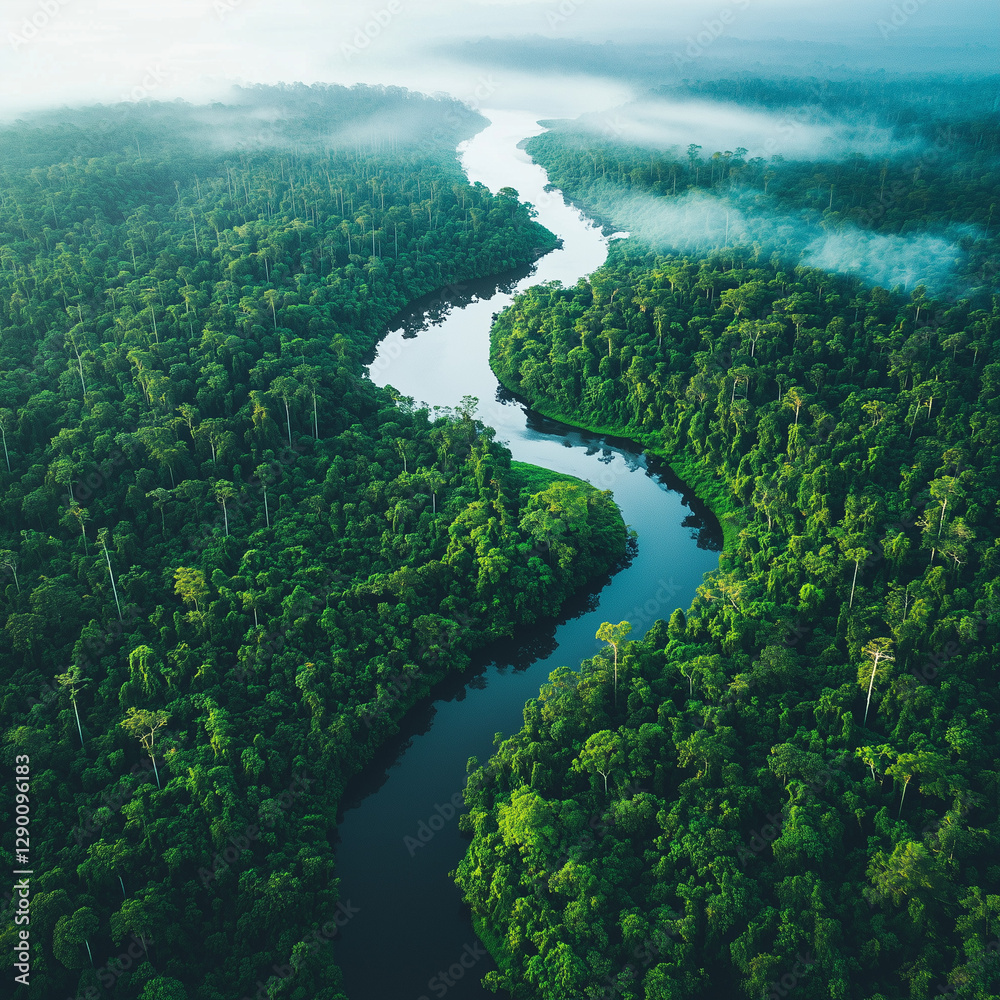 Top view of the lush jungles and river systems of Kutai National Park in East Kalimantan Top view of the lush jungles and river systems of Kutai National Park in East Kalimantan
