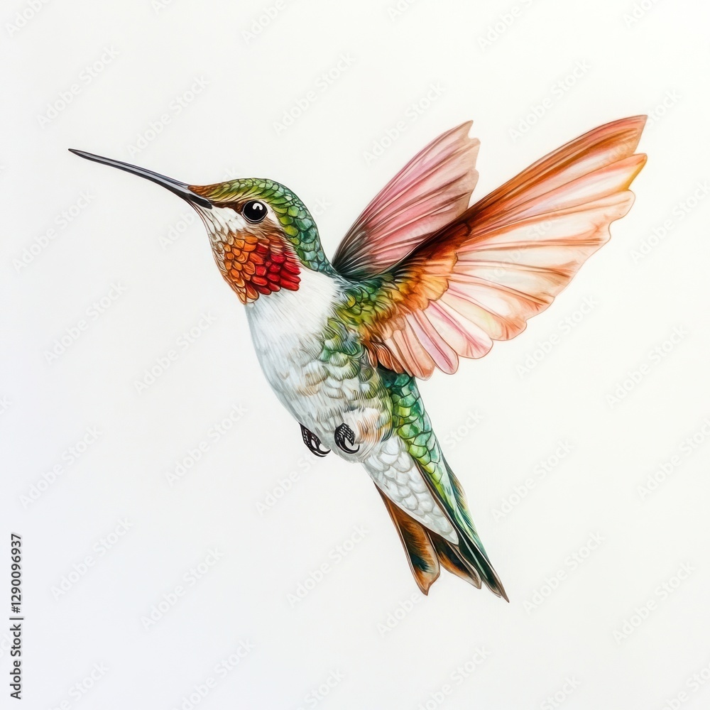 Obraz premium Hummingbird illustration flight colors.
