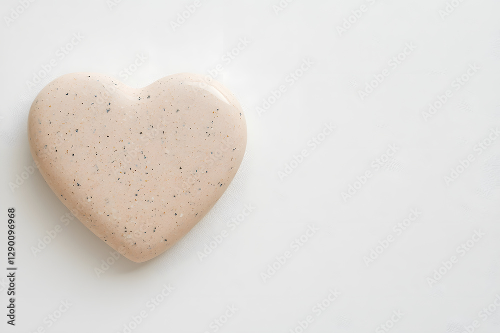Fototapeta premium heart shaped rock with soft pink and beige tones, perfect for decoration or gifts. Its smooth surface and unique texture add touch of elegance to any setting