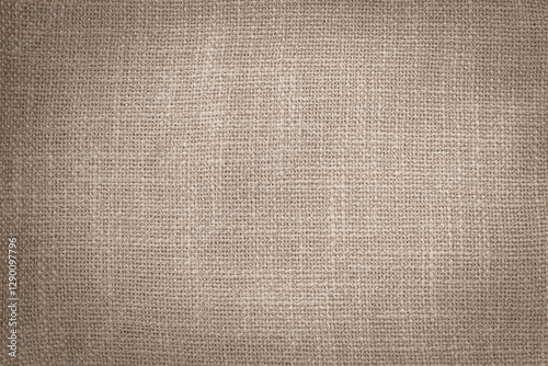 Hessian sackcloth woven jute burlap fabric cloth textile texture pattern background in sepia brown beige aged color