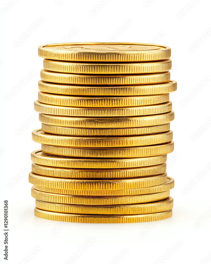 A stack of shiny gold coins symbolizing wealth and financial success. A stack of shiny gold coins symbolizing wealth and financial success.