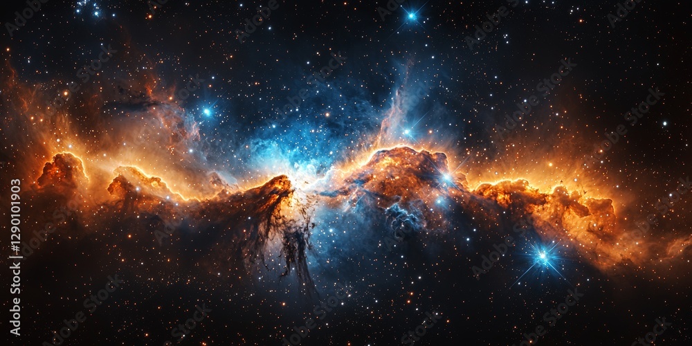 Obraz premium Stellar Nursery: A Field of Hot, Blue Stars in Their Early Formation