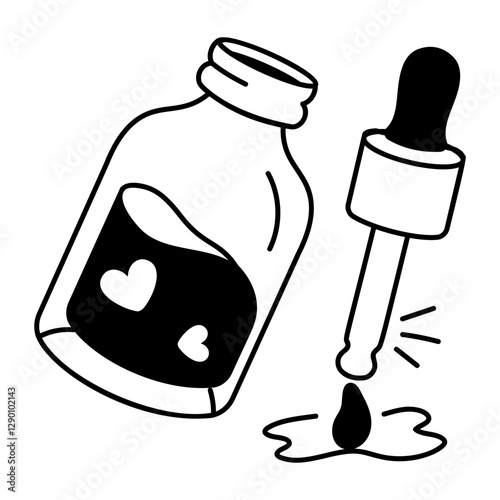 Face serum icon in doodle style 

