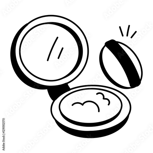 Face powder icon in doodle style 

