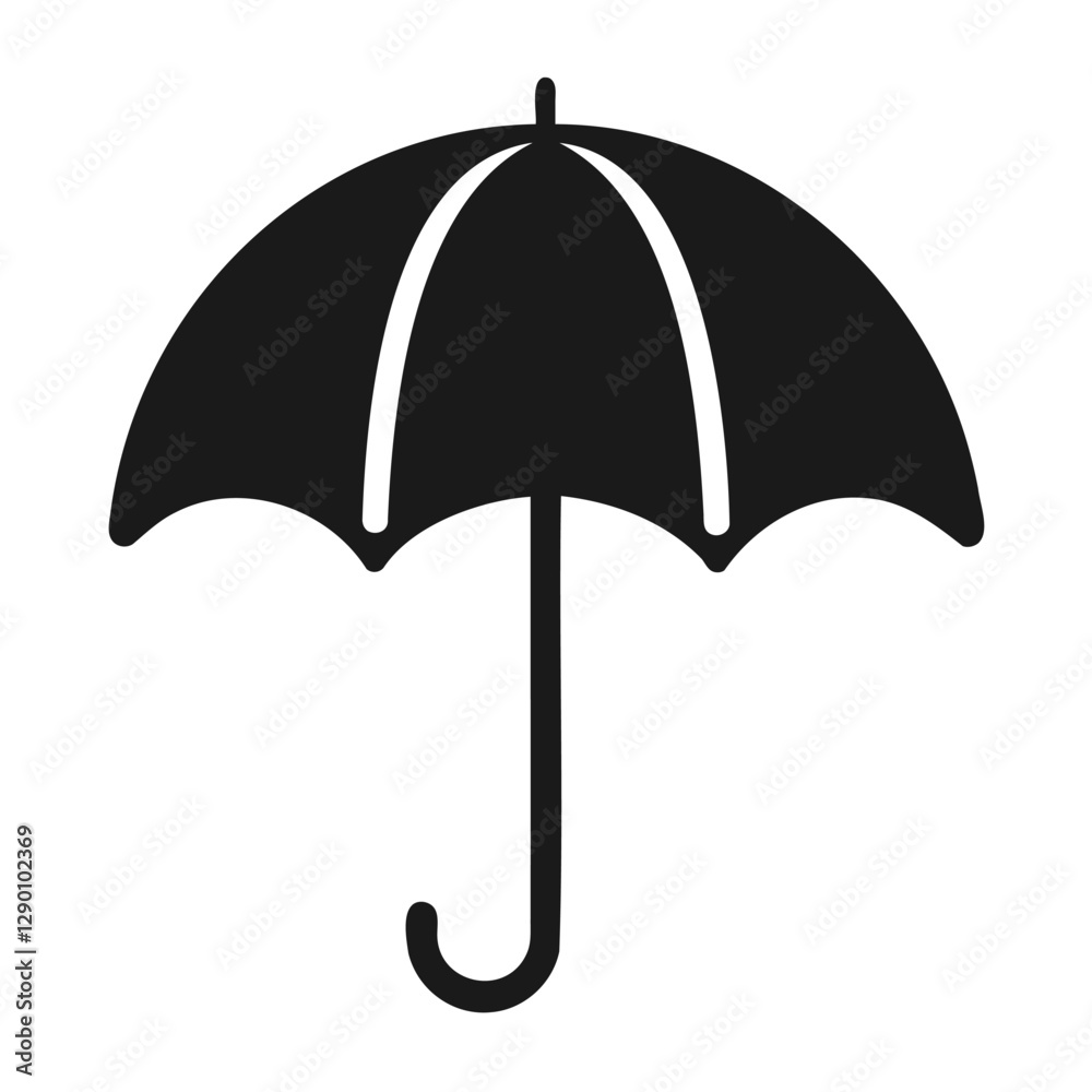 Simple Black Silhouette of an Open Umbrella Simple Black Silhouette of an Open Umbrella