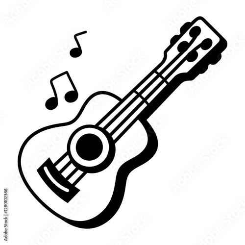 Guitar icon in hand drawn style 

