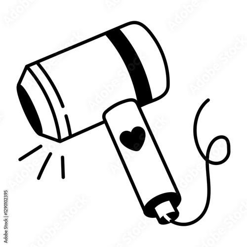 Hair dryer icon in doodle style 

