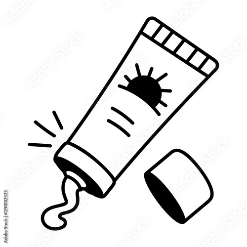 Sunscreen icon in doodle style 

