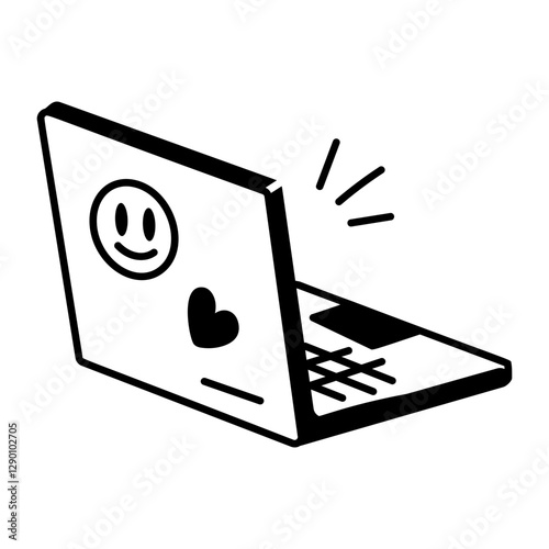 Laptop icon in doodle style 

