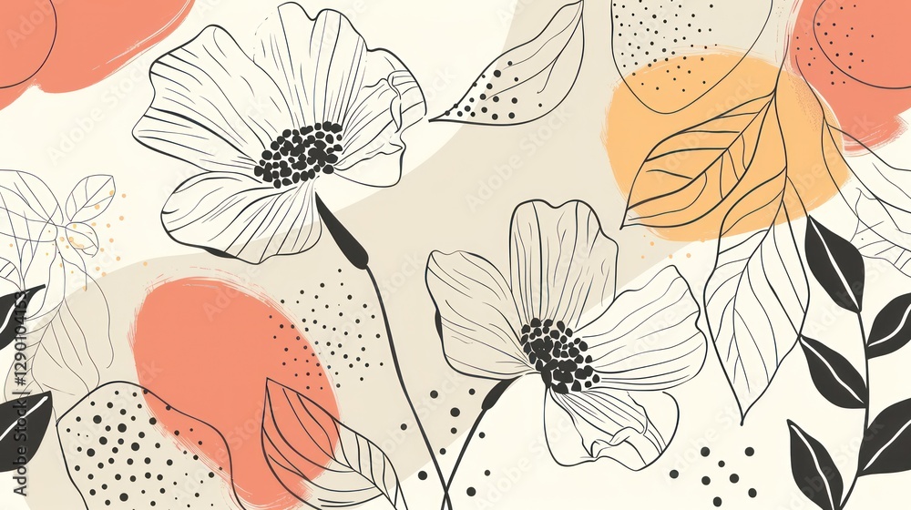 Fototapeta Abstract floral design with soft colors and shapes
