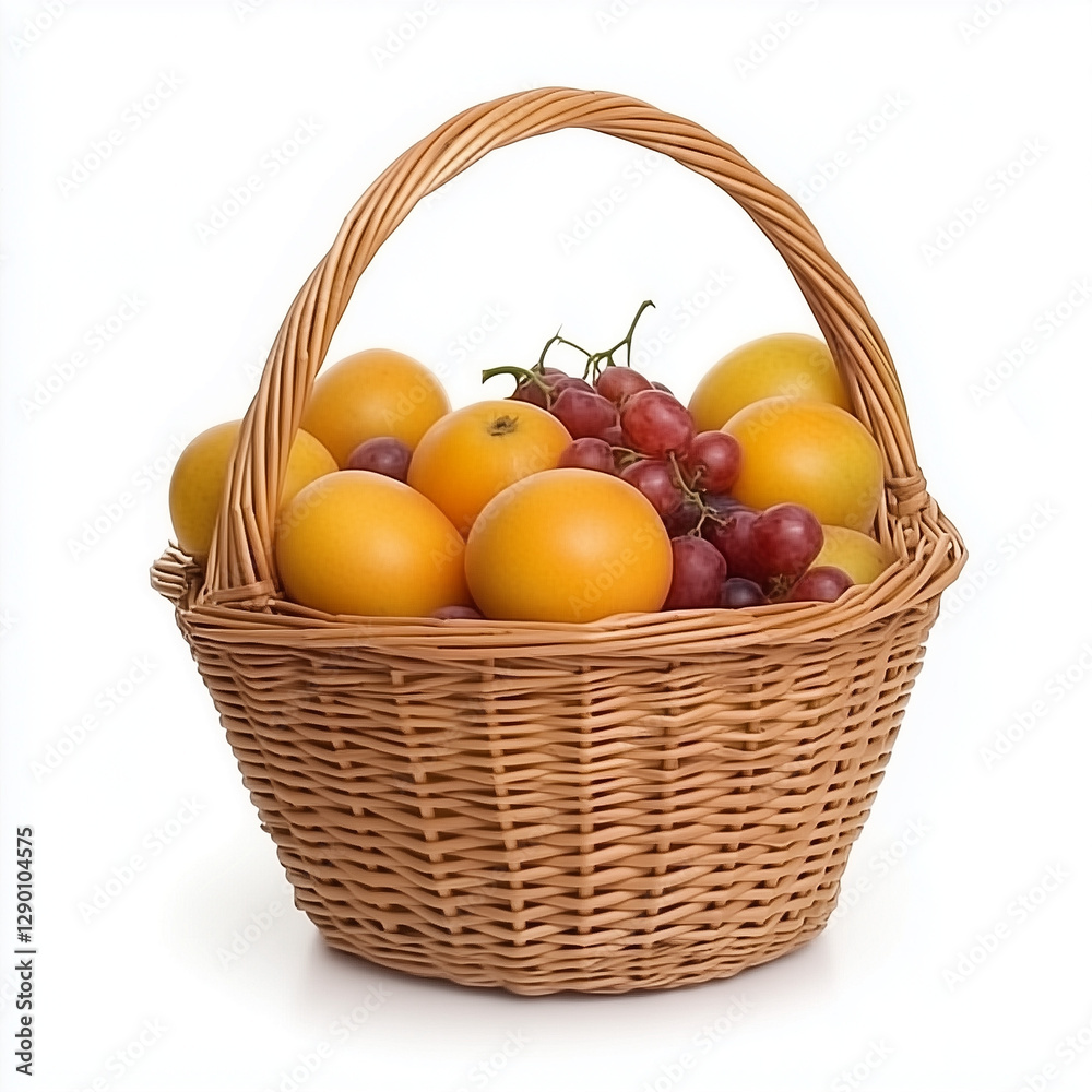 basket bamboo texture filled with fruits isolated on a white background.
basket bamboo texture filled with fruits isolated on a white background.