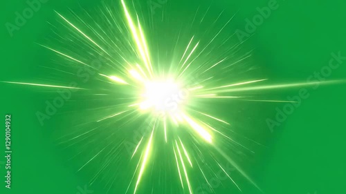 Green screen video showing light streaks converging towards a central point, creating a bright flash, ideal for visual effects and motion graphics