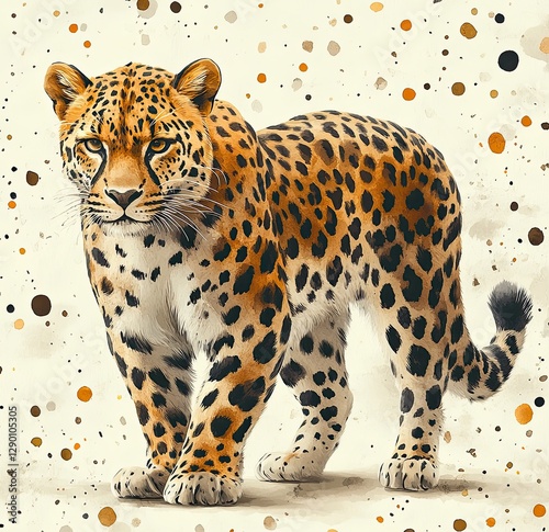 Watercolor leopard illustration, featuring a vibrant watercolor leopard illustration with natural details, perfect for watercolor leopard illustration.  Wildlife Art and Illustrations. photo