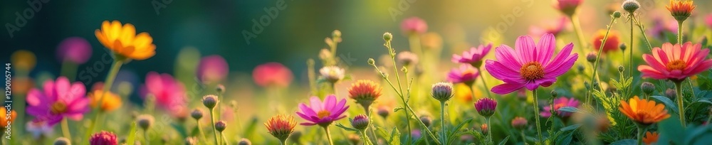 Intense hues, close-up of wildflowers, painterly effect, floral, leaves
