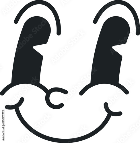 Positive facial expression black-and-white vector illustration