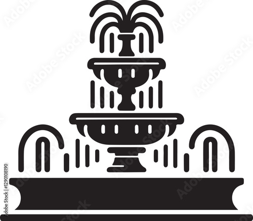 water fountain icon silhouette design vector art illustration on transparent background 