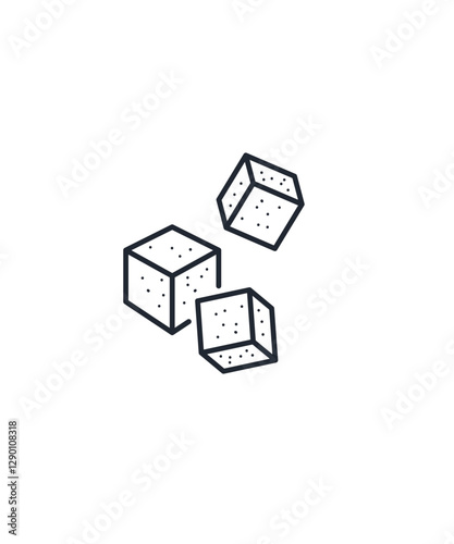 Cube Sugar Line Icon, Outline Symbol Vector Illustration stock illustration