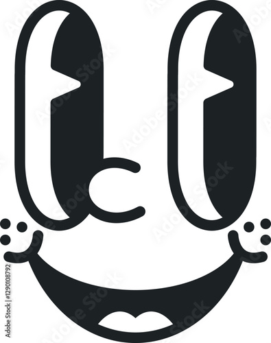Groovy comic funny smiling face