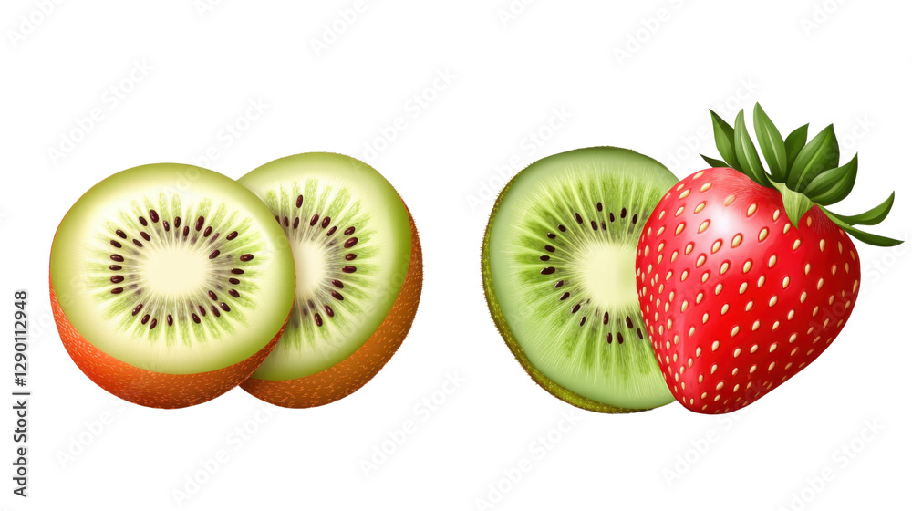 kiwi and strawberry isolated on white background kiwi and strawberry isolated on white background