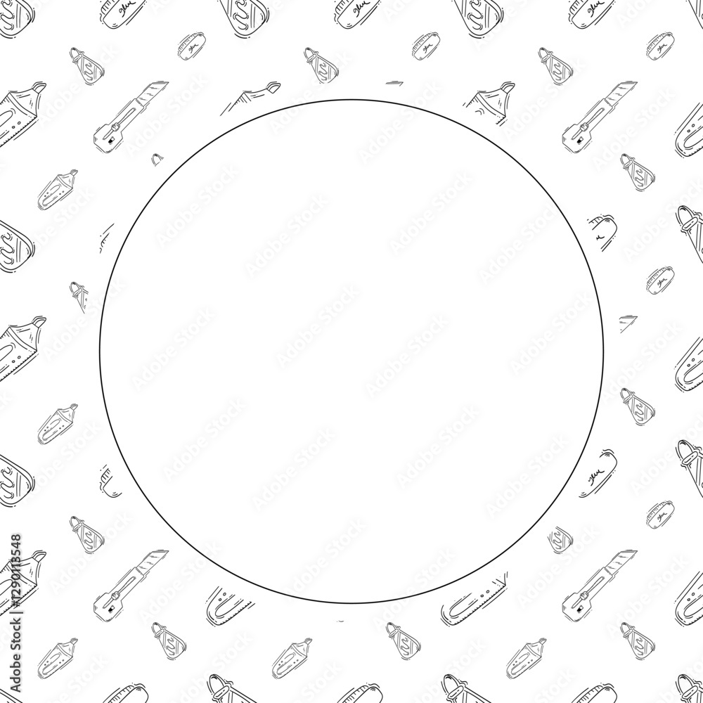 artist tool frame. doodle art supplies circle frame. hand drawn artist kit frame background. art material background artist tool frame. doodle art supplies circle frame. hand drawn artist kit frame background. art material background