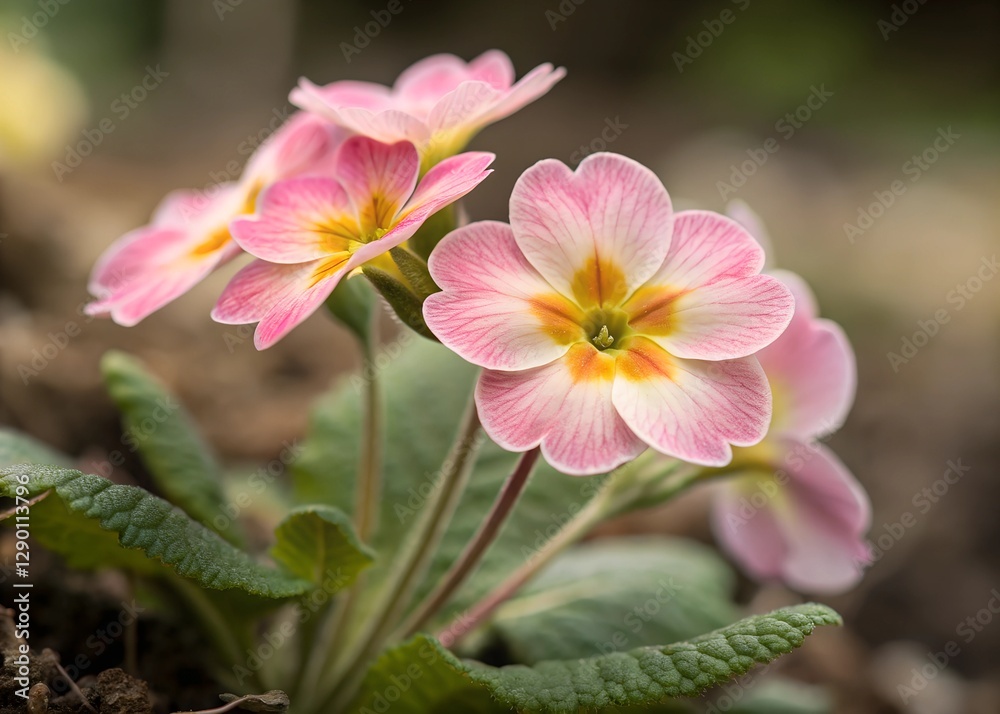 Fototapeta premium A primrose flower icon with five rounded petals and a small center.
