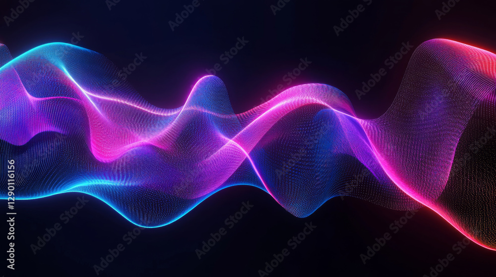 Obraz premium Colorful glowing neon wavy lines create vibrant abstract background