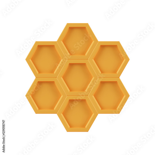 3d honey combs in frontal view. Vector illustration. Geometric pattern. Nature elements. Hexagon cells pattern.