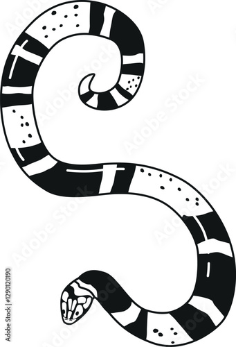 Black-and-white snake spiritual symbol vector illustration
