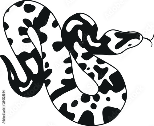 Black-and-white exotic snake vector illustration