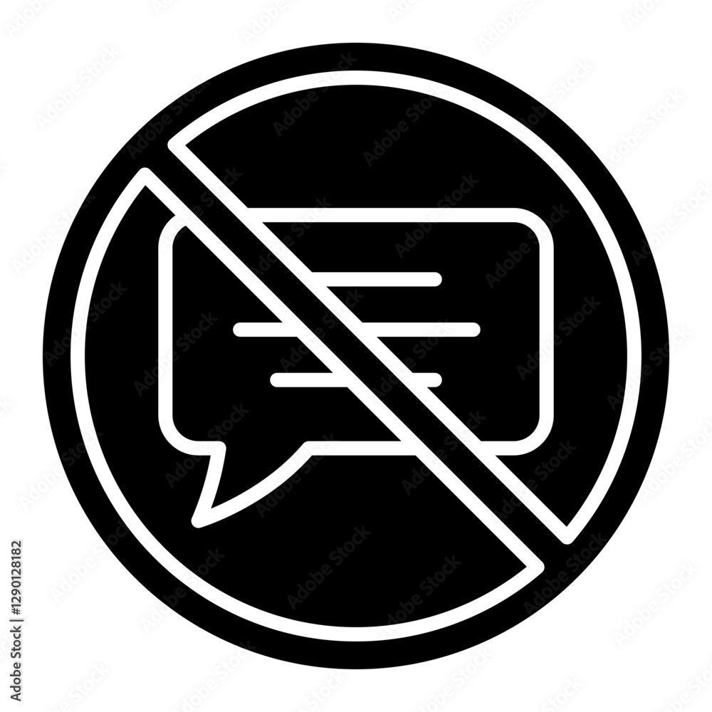 Illustration of No Chatting Sign Glyph Icon Illustration of No Chatting Sign Glyph Icon