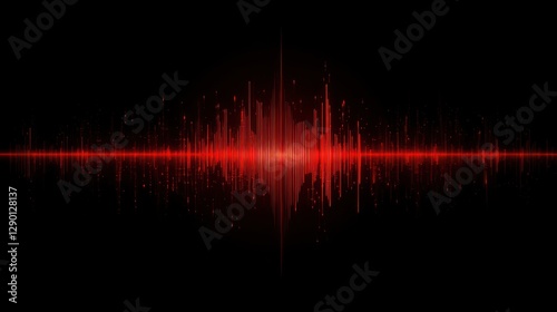 Abstract red sound wave pattern on a black background