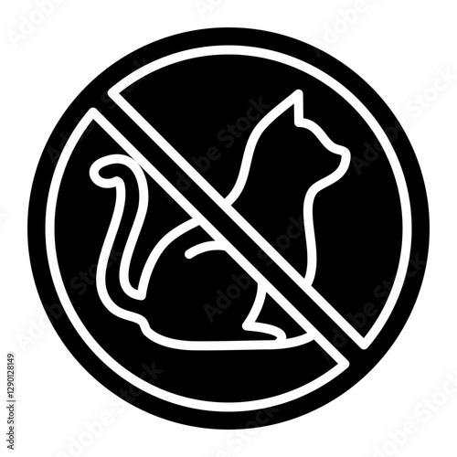 Illustration of No Cats Allowed Sign Glyph Icon