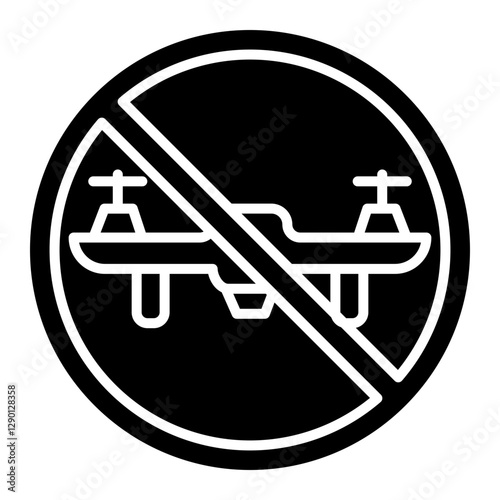 Illustration of No Drone Sign Glyph Icon